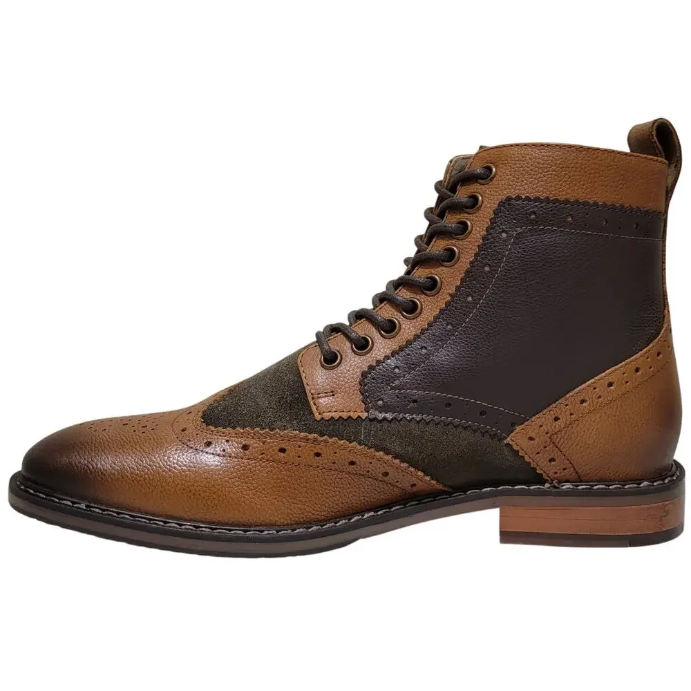 Stacy Adams Men Finnegan Wingtip Brogue Dress Boots Size US 8M Brown Multi